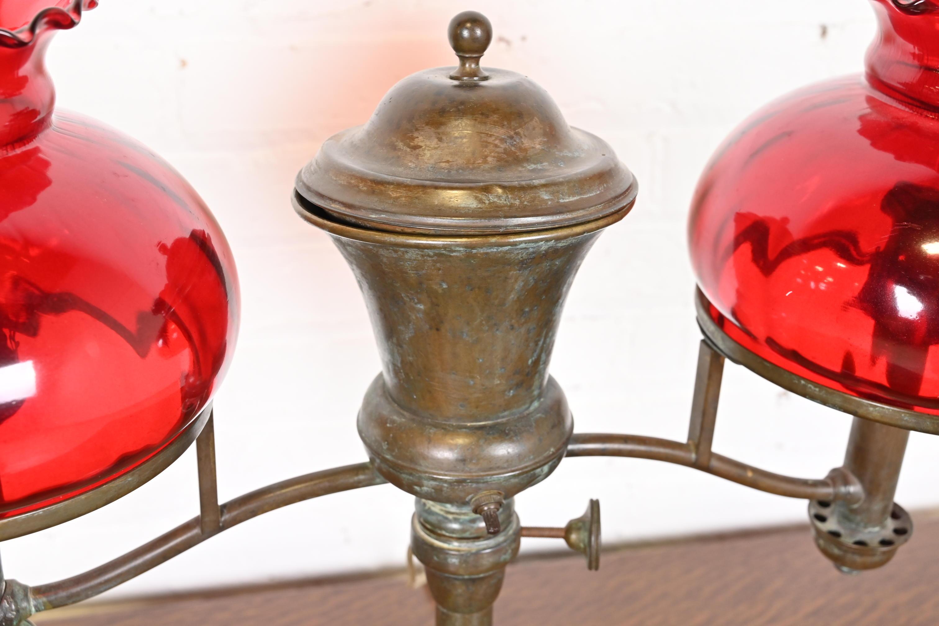 Tiffany & Co. Antique Bronze Argon Double Student Desk Lamp, Late 19th Century For Sale 9