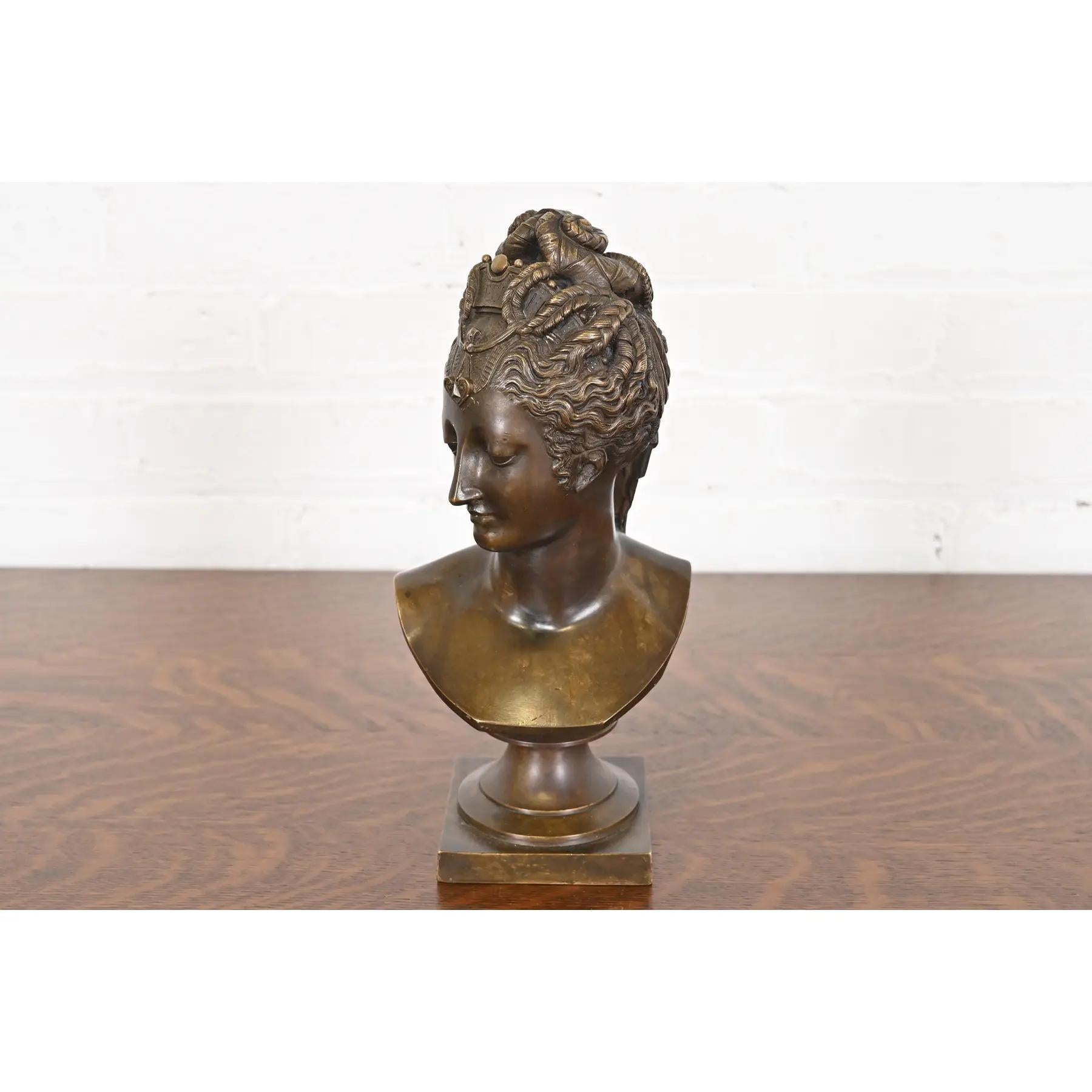 Neoclassical Tiffany & Co. Antique Bronze Bust of Diane De Poitiers For Sale
