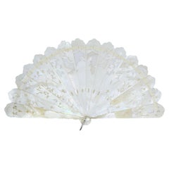 Tiffany & Co. Antique Carved Mother of Pearl Handheld Fan with Case Tiffany & Co. Antique Carved Mother of Pearl Handheld Fan with Case