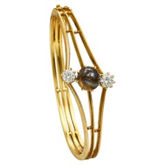 Tiffany & Co. Antikes Armreif-Armband aus Katzenaugen-Chrysoberyll und Diamanten