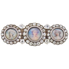 Tiffany & Co. Antique Diamond Gold Silver Miniature Portrait Brooch