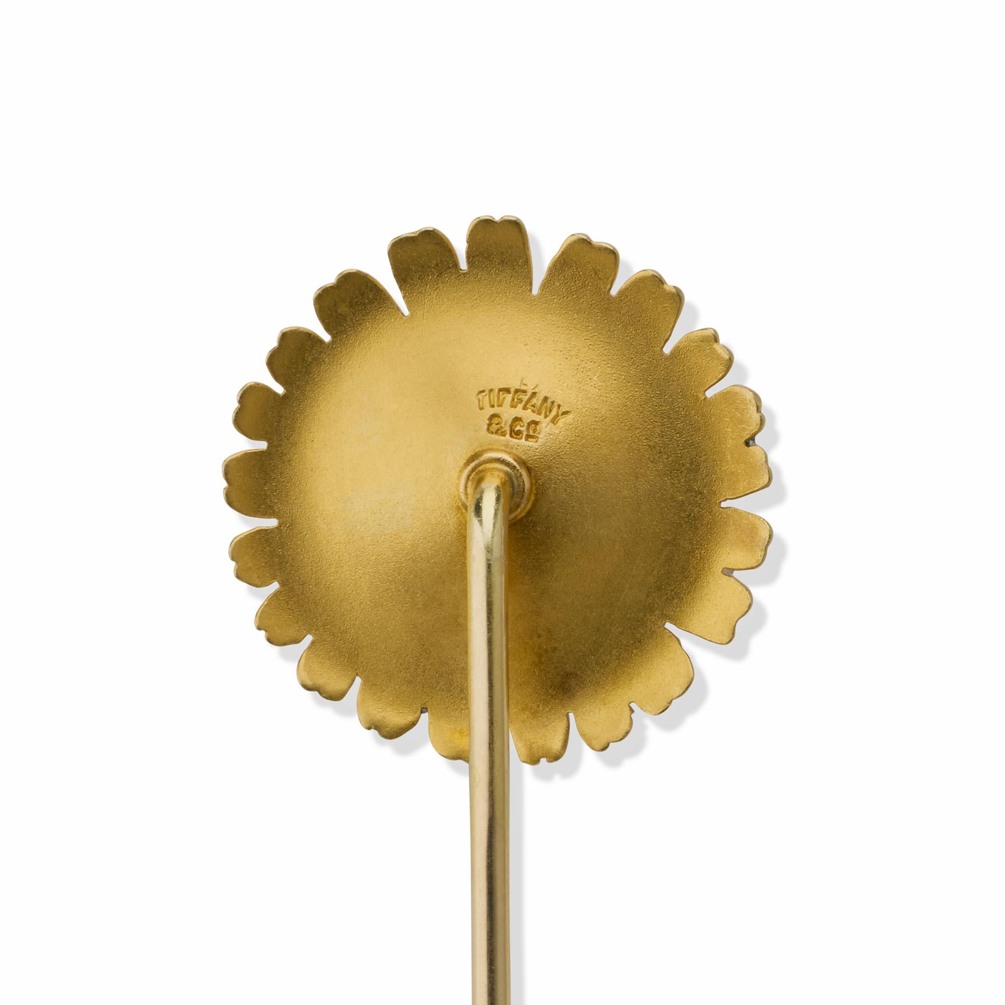 Women's or Men's Tiffany & Co. Antique Enamel Daisy Stick Pin For Sale