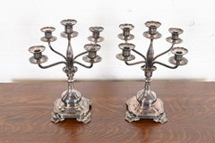 Tiffany & Co. Antique Silver Five-Arm Candelabra, Pair