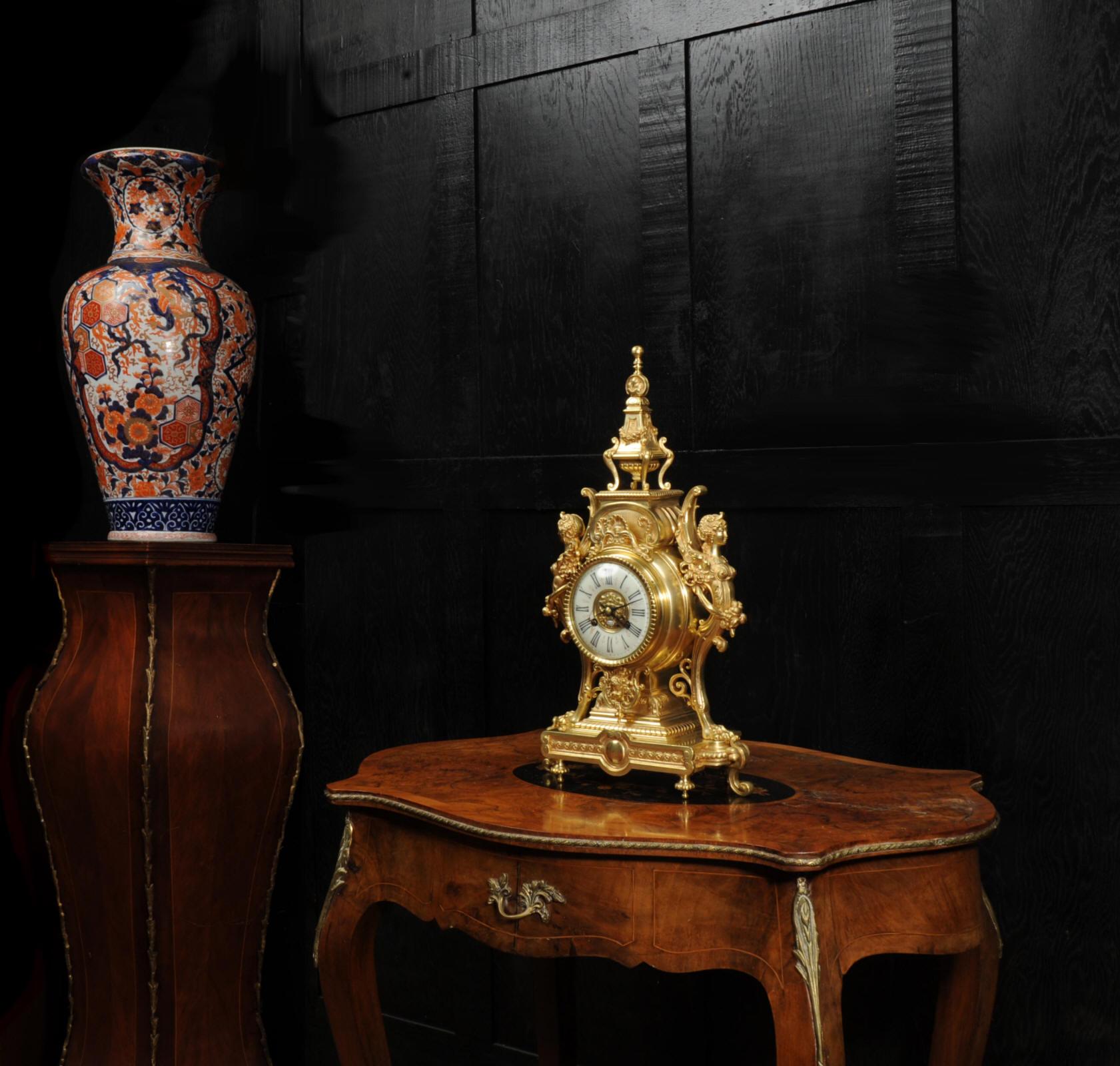 Tiffany & Co Antique French Gilt Bronze Baroque Clock 6