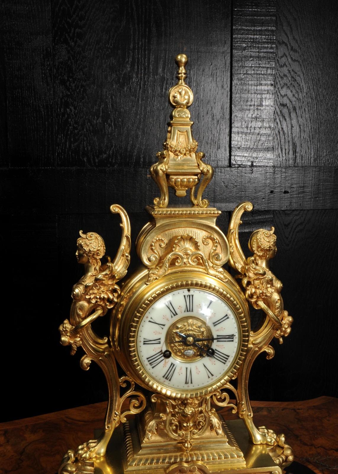 Tiffany & Co Antique French Gilt Bronze Baroque Clock 7