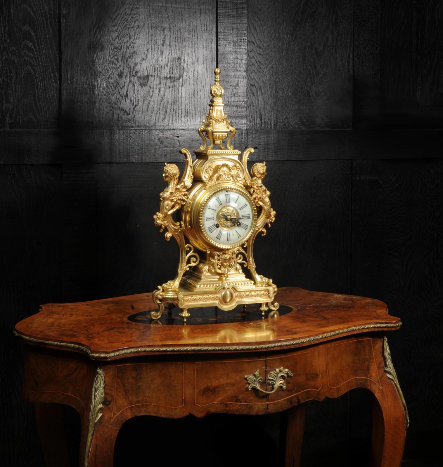Tiffany & Co Antique French Gilt Bronze Baroque Clock 7