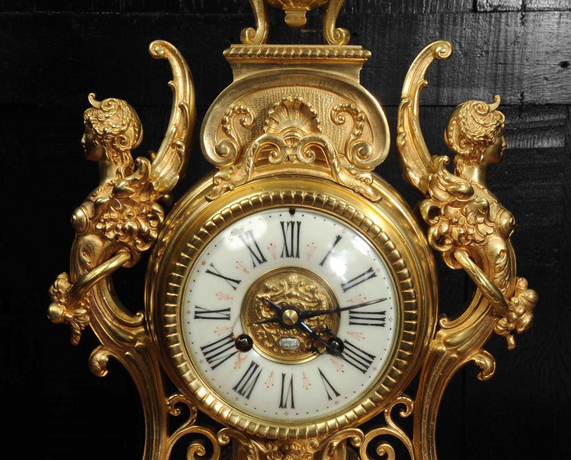 Tiffany & Co Antique French Gilt Bronze Baroque Clock 12