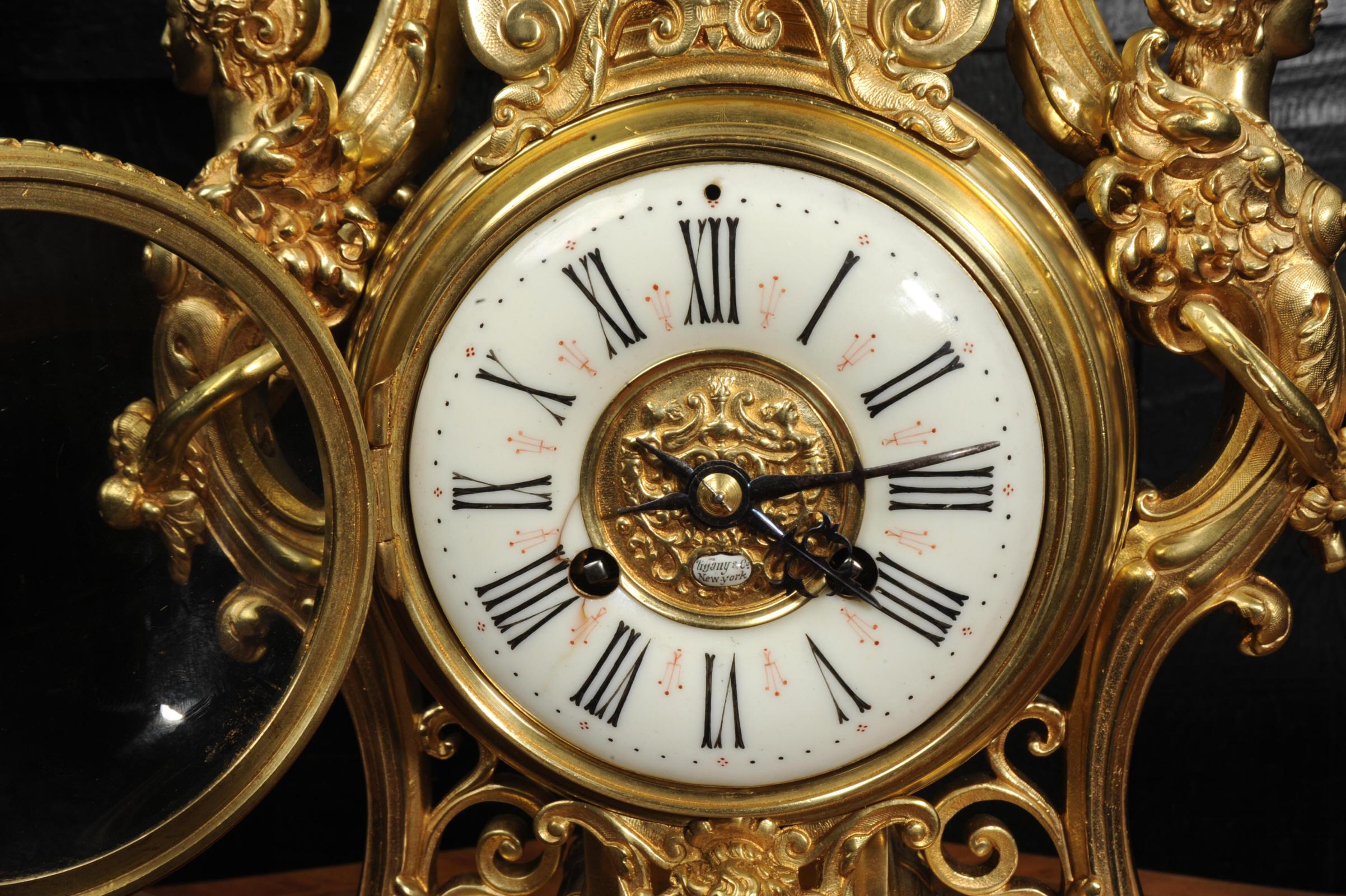 Tiffany & Co Antique French Gilt Bronze Baroque Clock 12