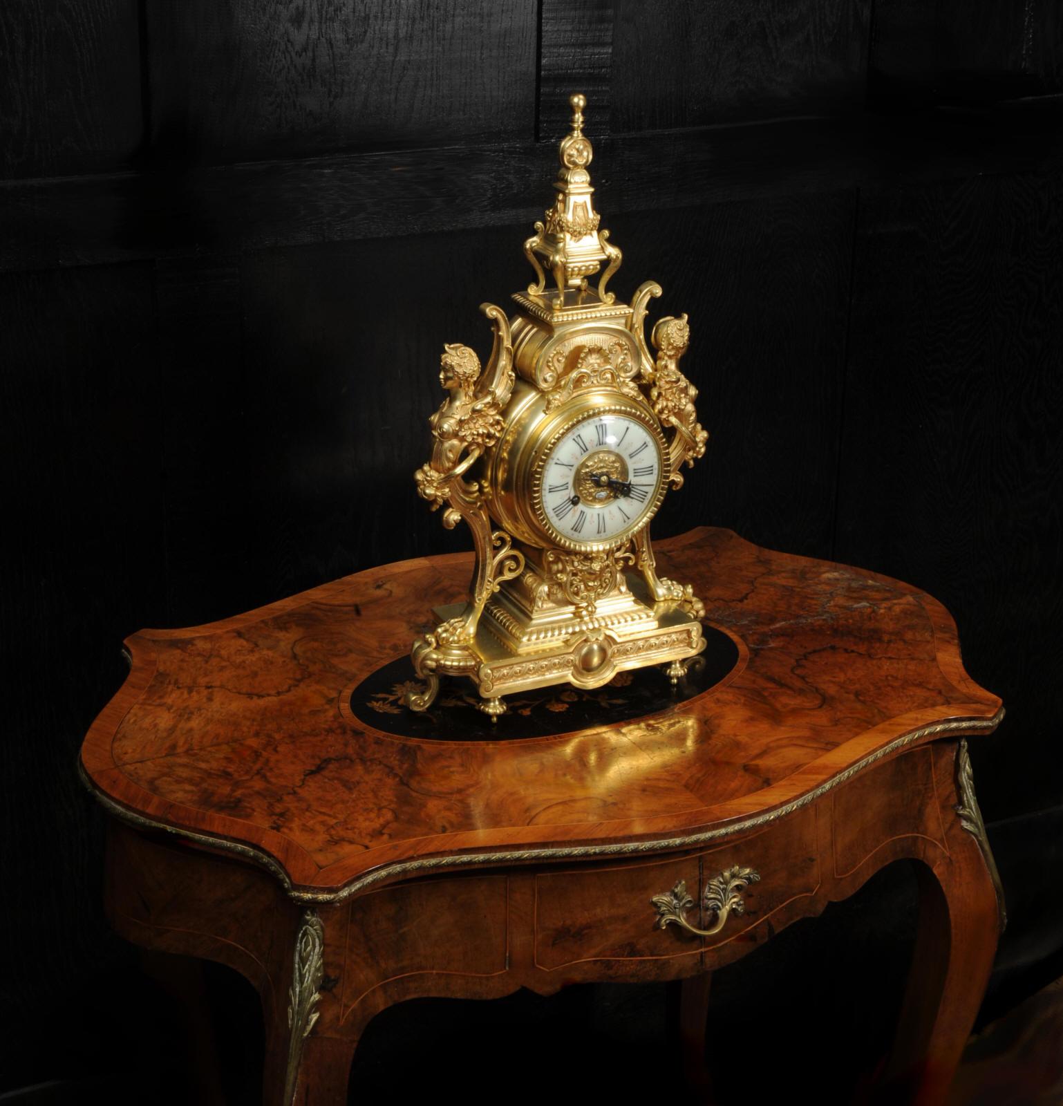 19th Century Tiffany & Co Antique French Gilt Bronze Baroque Clock