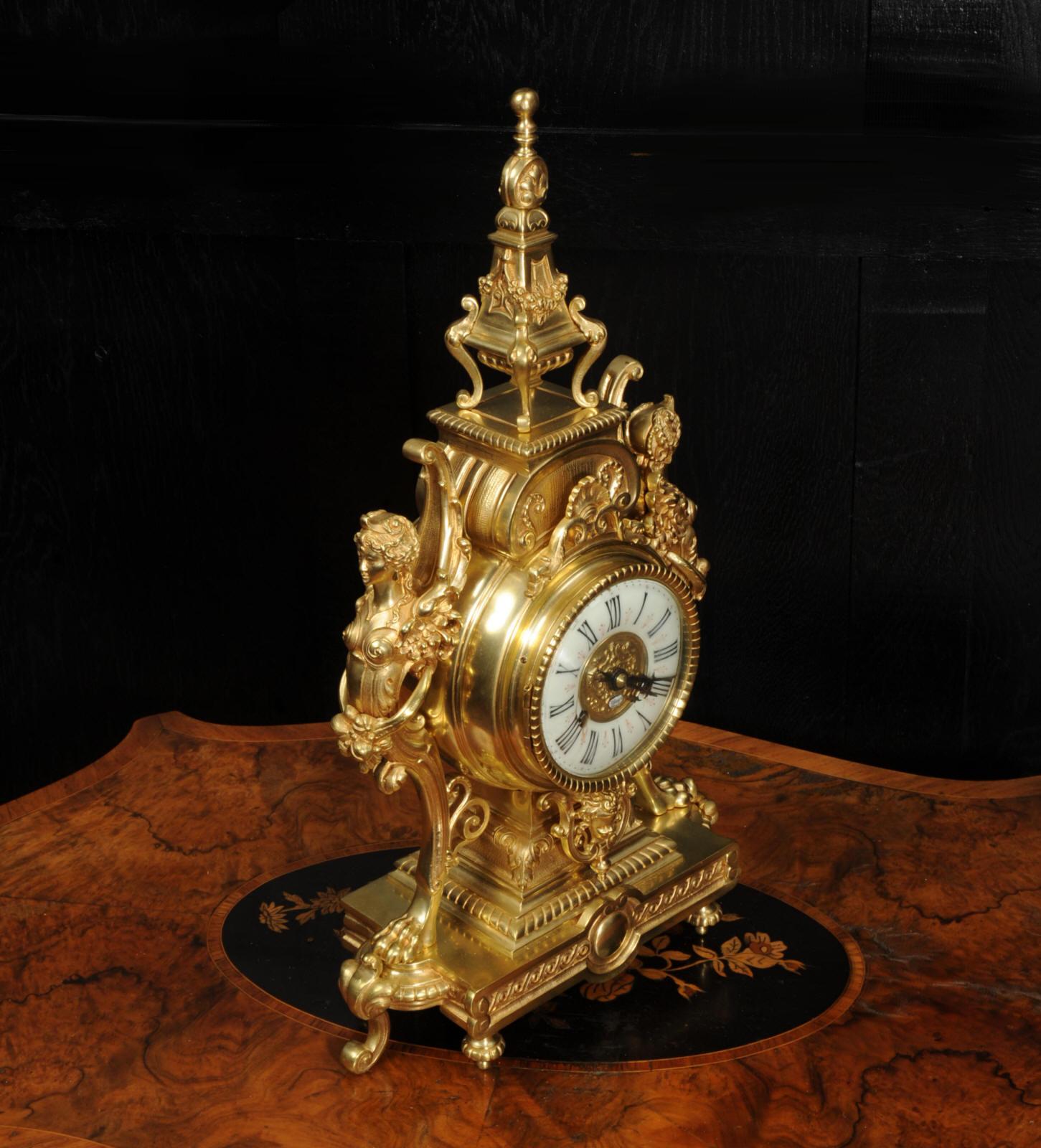 19th Century Tiffany & Co Antique French Gilt Bronze Baroque Clock