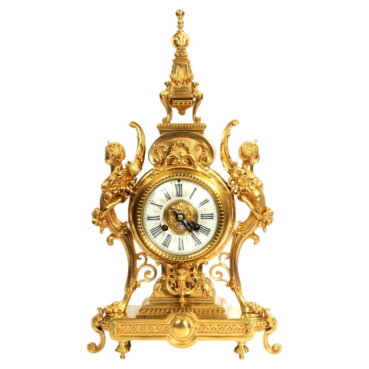 Tiffany & Co Antique French Gilt Bronze Baroque Clock