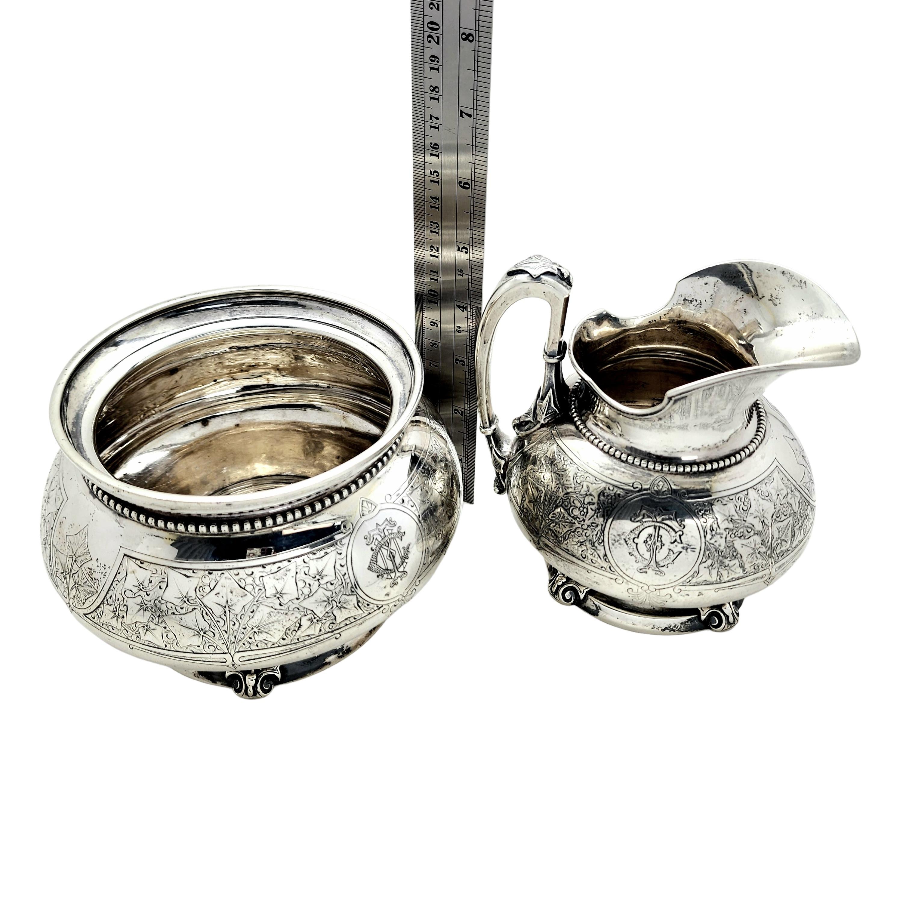 Antike Efeu-Sterlingsilber-Wasserschale & Milchkännchen von Tiffany & Co mit Monogramm im Angebot 6