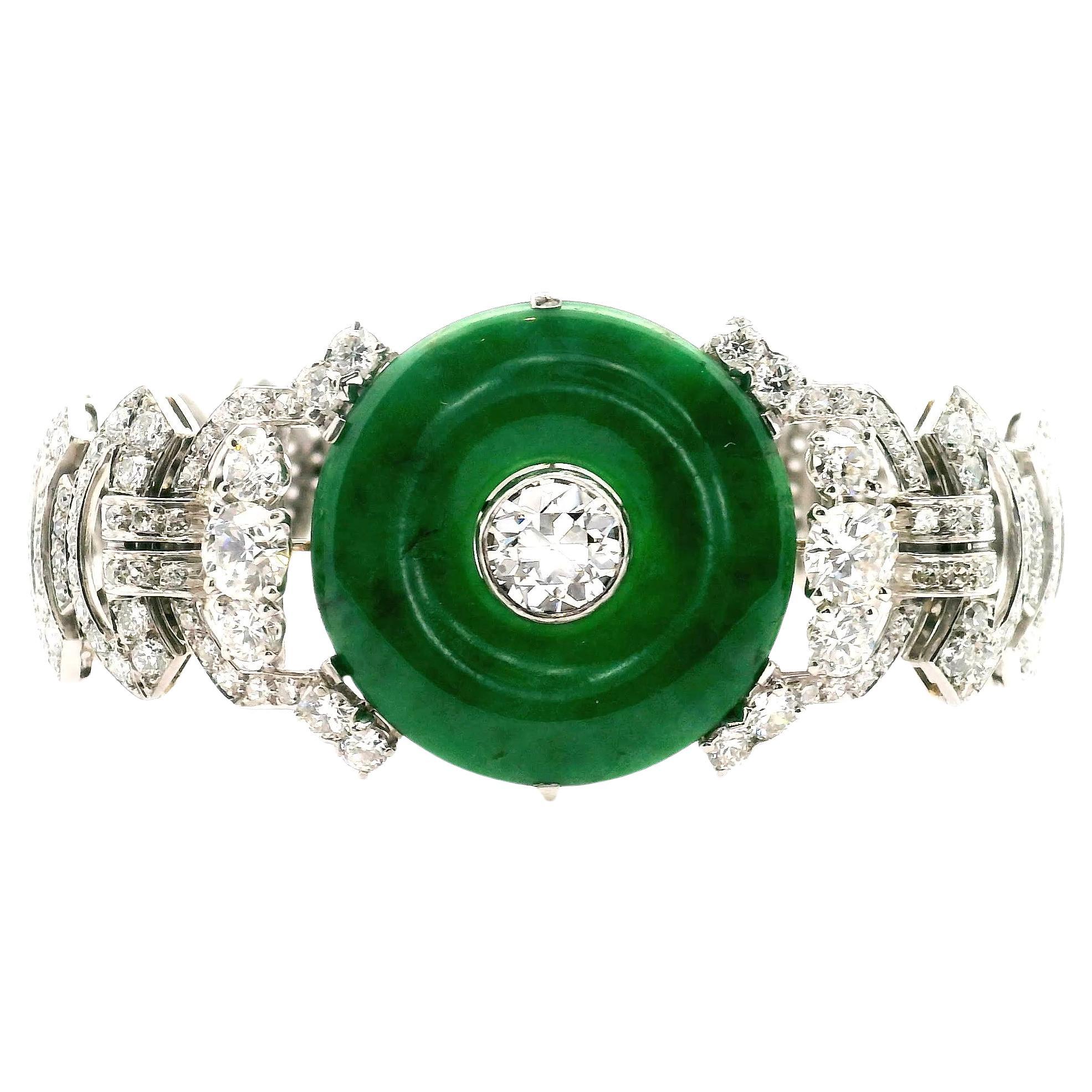 Tiffany 
Co. Antique Jade 
Diamond Bracelet For Sale