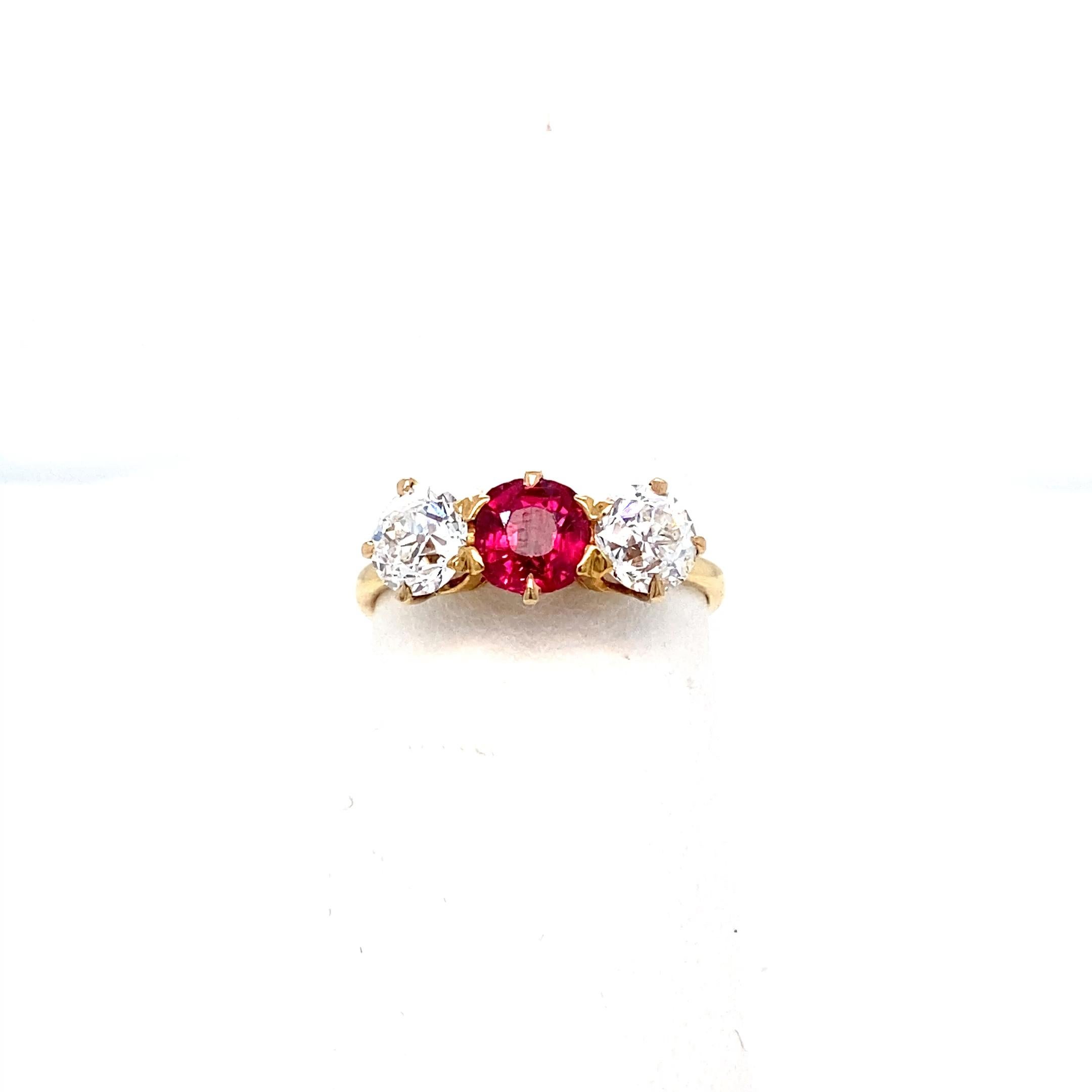 Tiffany and Co. Antique Late Victorian Ruby and Diamond 18 Karat Three ...