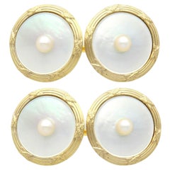 Tiffany & Co. Antique Pearl Mother of Pearl and 14k Yellow Gold Cufflinks