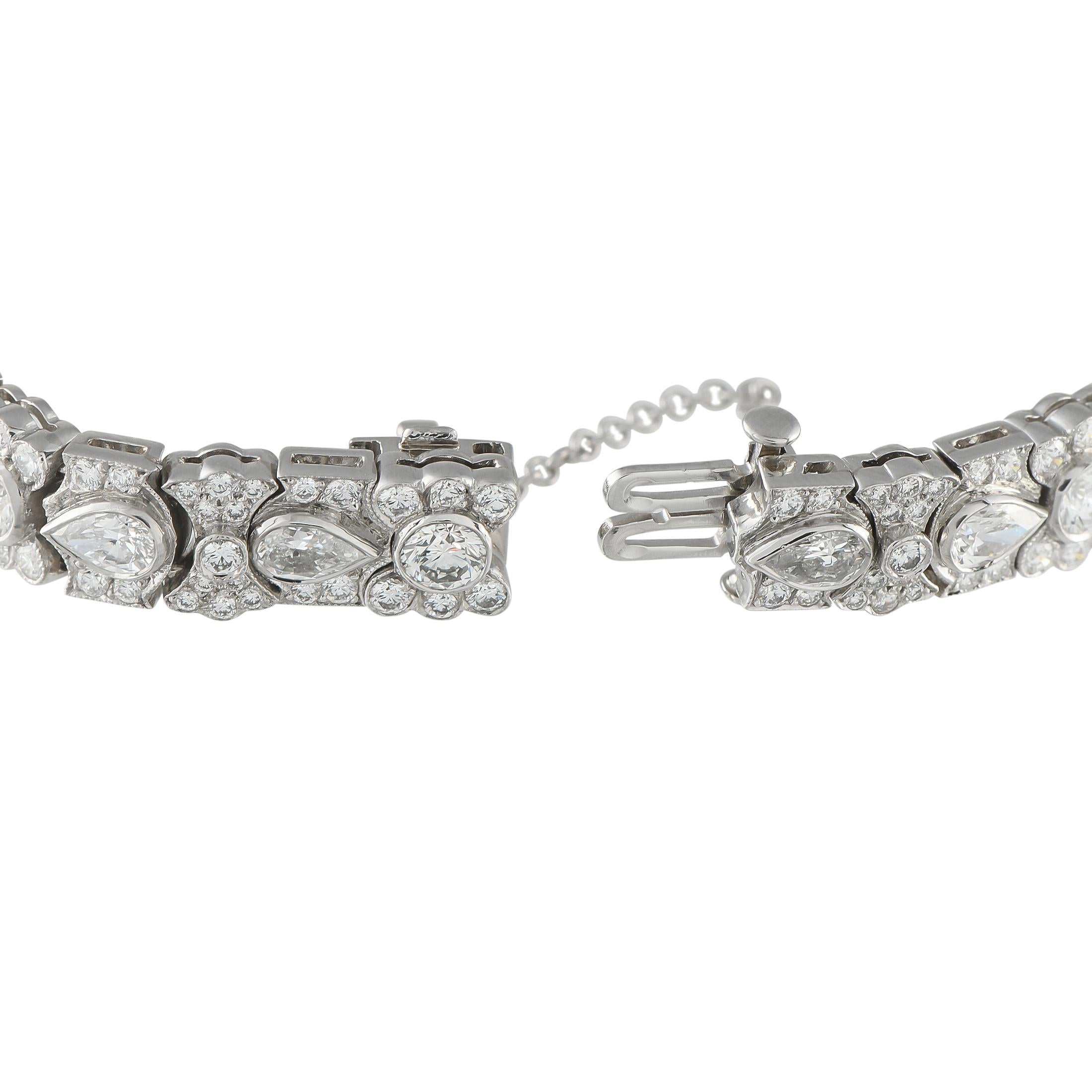 Tiffany & Co. Antikes Platin 19,5ct Diamant Art Deco Armband (Rundschliff) im Angebot