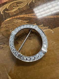 TIFFANY & CO. Antique Platinum & Diamond Circle Brooch Circa 1920s