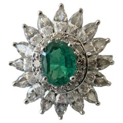 Tiffany & Co. Antique Platinum Emerald and Diamond 1 Carat Cluster Ring