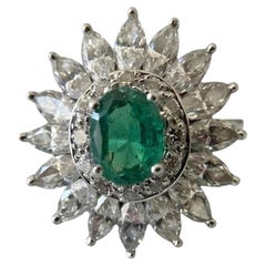 Tiffany & Co. Antique Platinum Emerald and Diamond 1 Carat Cluster Ring