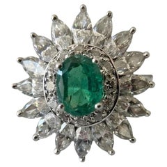 Tiffany & Co. Antique Platinum Emerald and Diamond 1 Carat Cluster Ring