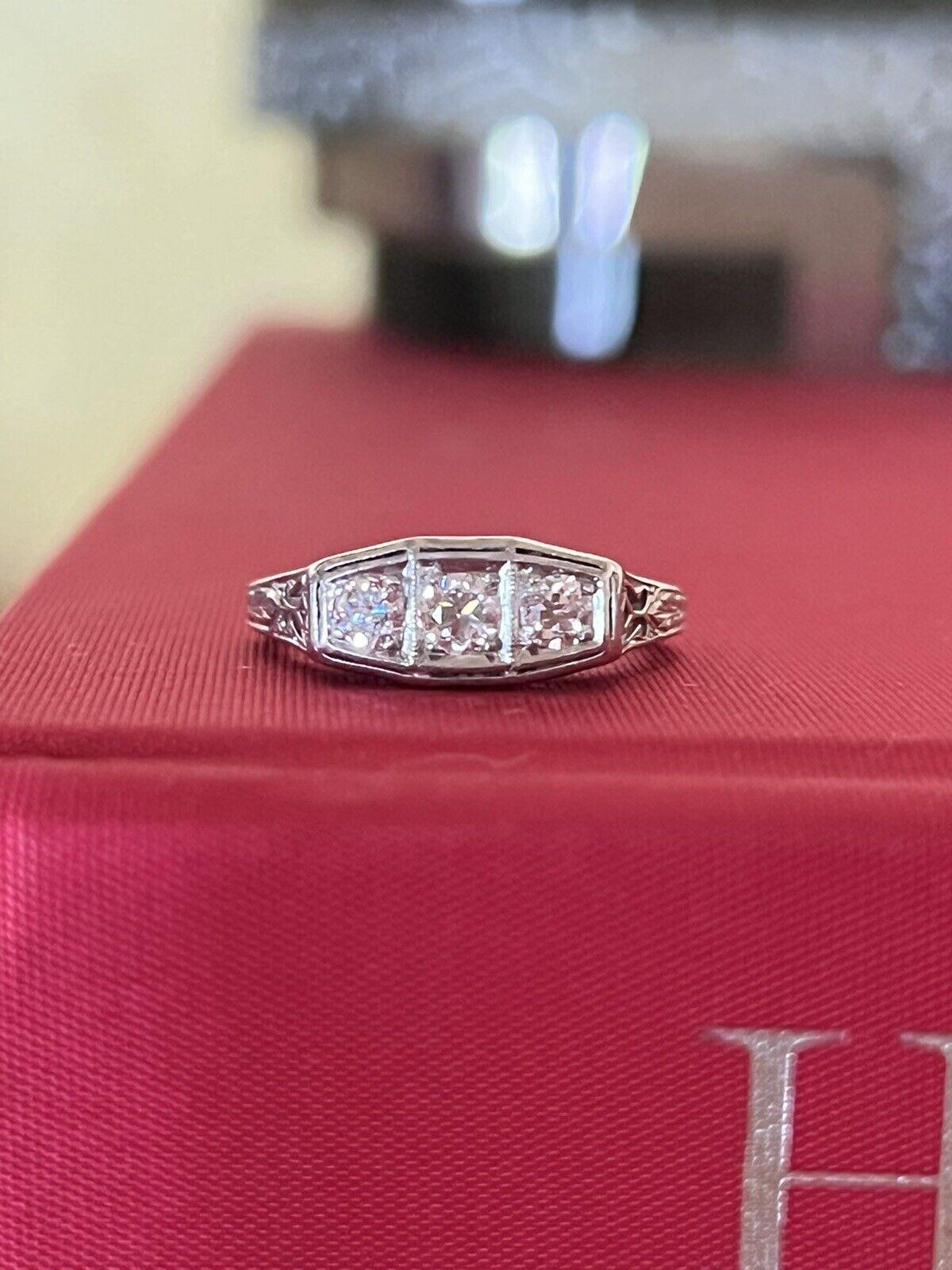 Tiffany & Co. Antique Platinum & Three Stone Diamond Ring Circa 1900s Rare 4
