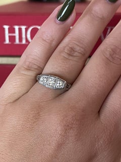 Tiffany & Co. Antique Platinum & Three Stone Diamond Ring Circa 1900s Rare