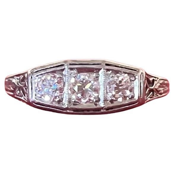 Tiffany & Co. Antique Platinum & Three Stone Diamond Ring Circa 1900s Rare