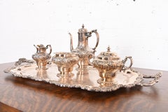Tiffany & Co. Antique Repousse Silver Plate Coffee or Tea Service Set