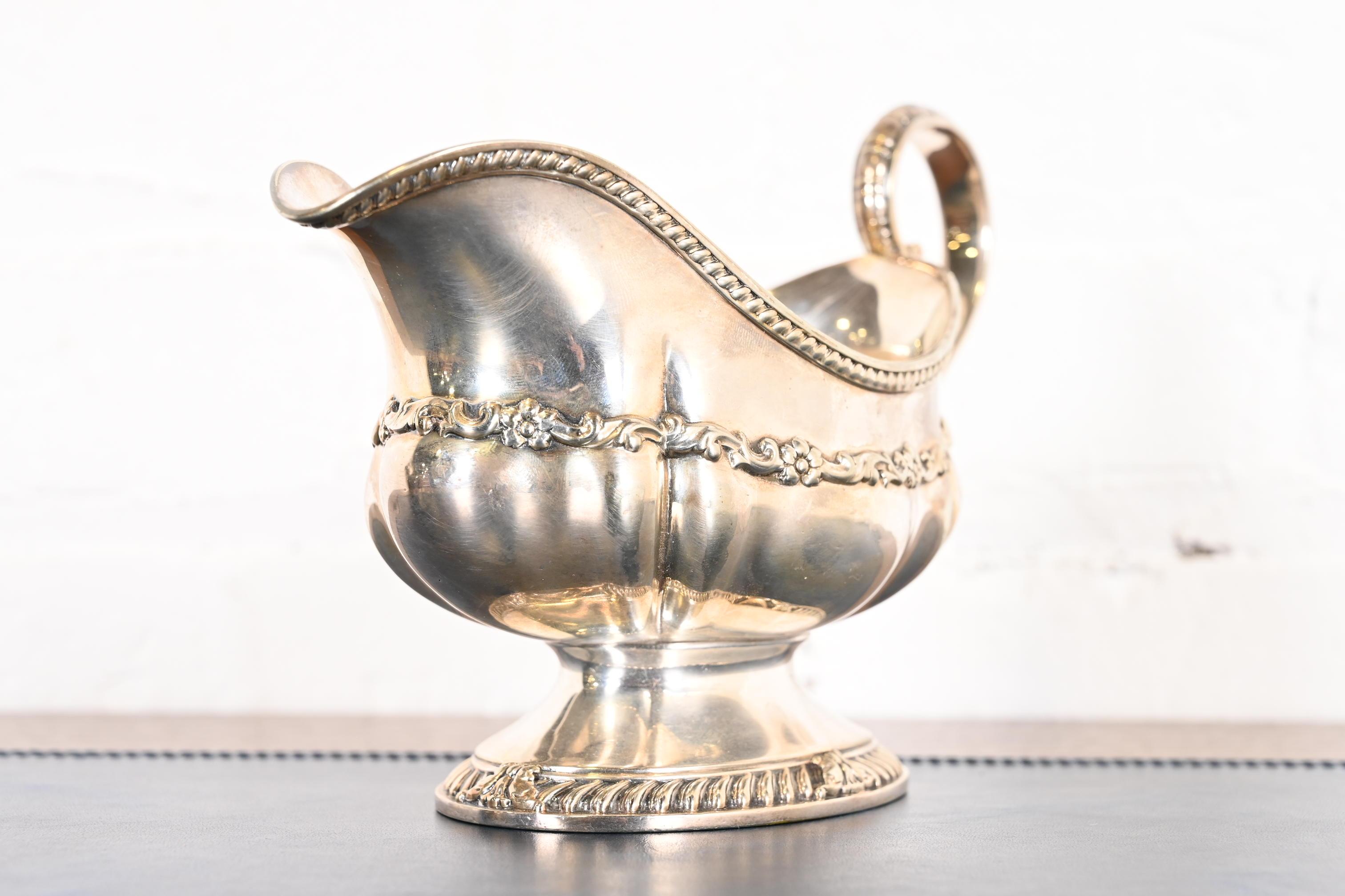 Arts and Crafts Tiffany & Co. Antique Repoussé Silverplate Gravy Boat