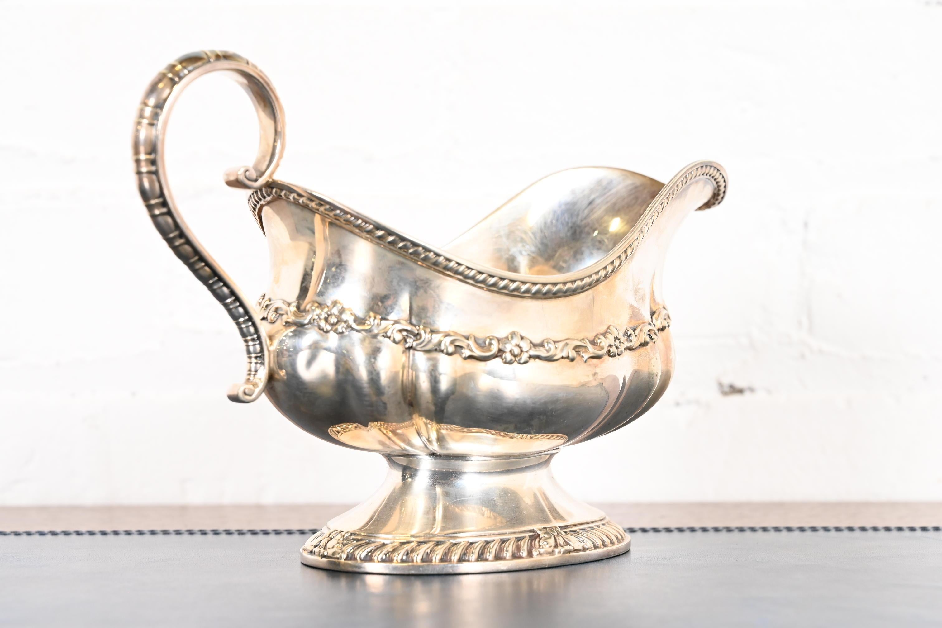 American Tiffany & Co. Antique Repoussé Silverplate Gravy Boat