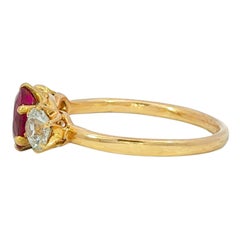 Tiffany & Co. Antique Ring Burma No Heat Pigeon Blood Ruby & Diamond Ring 18K YG