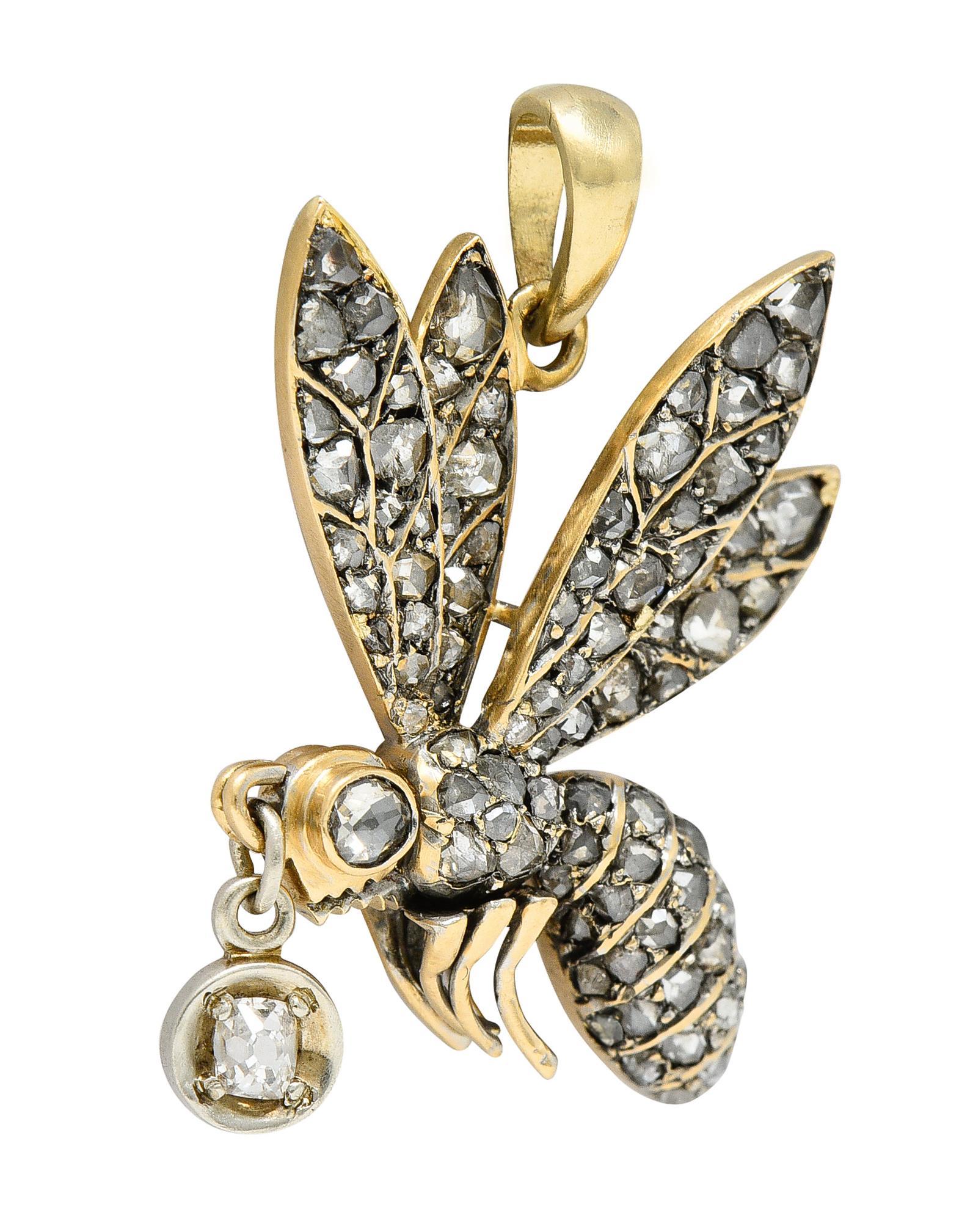 Pendant charm is designed as a stylized bee with 