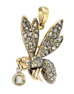 Tiffany & Co. Antique Rose Cut Diamond 18 Karat Yellow Gold Silver Tremblant Bee