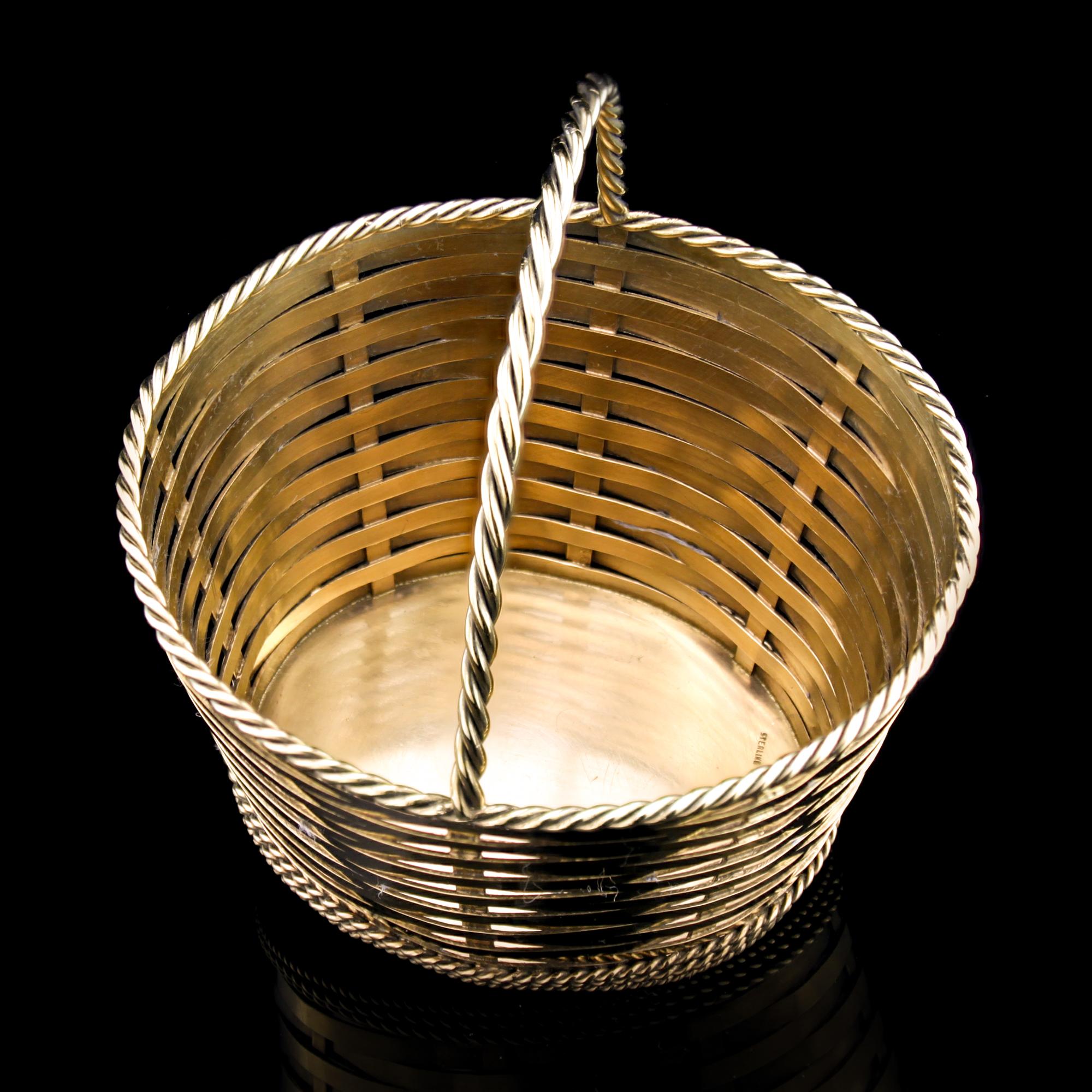 Tiffany & Co Antique Silver Gilt Basket, Early 20th Century For Sale 1