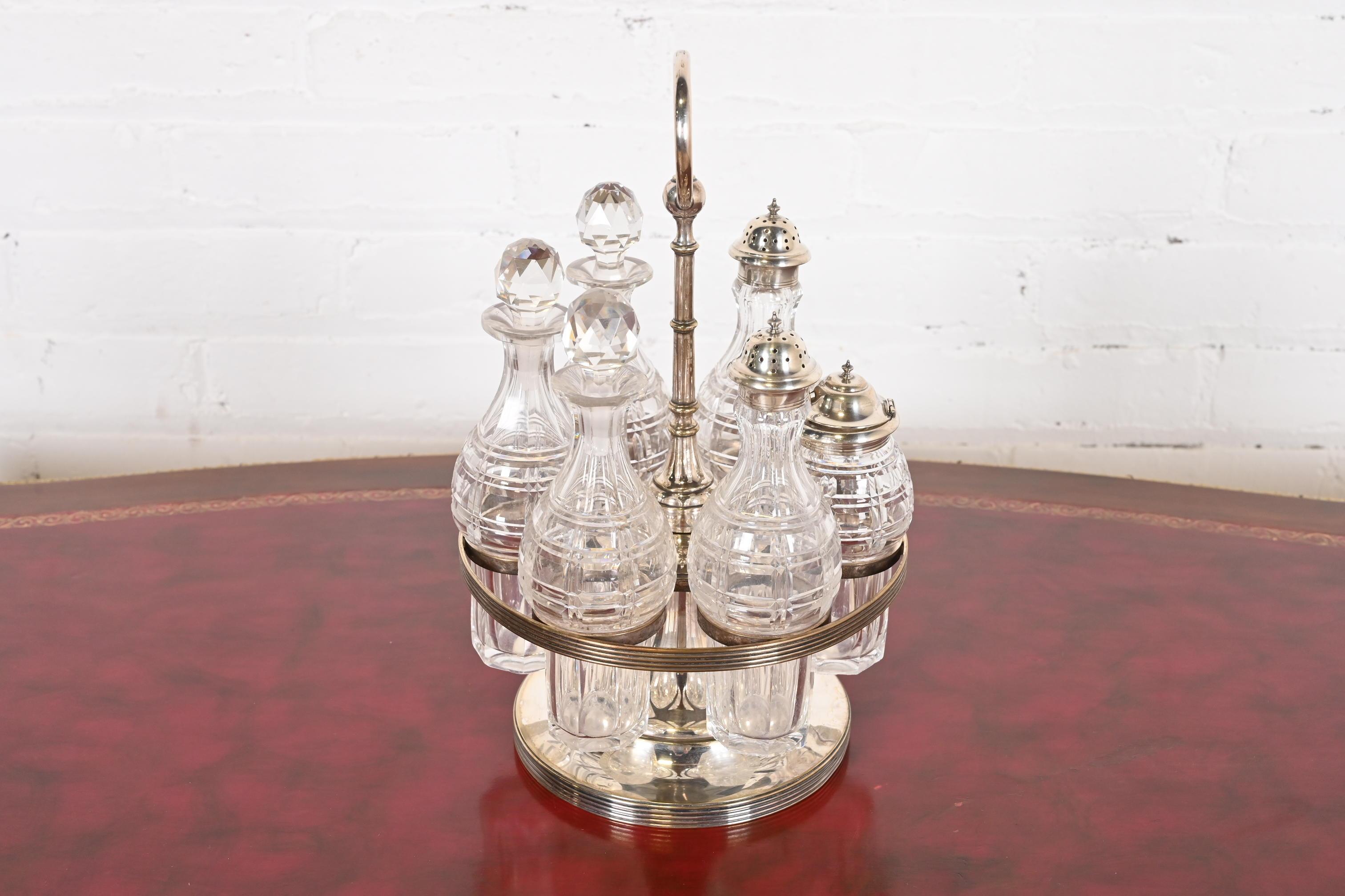 Tiffany & Co. Antique Silver Plate and Crystal Seven-Piece Cruet Set 3