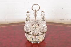 Tiffany & Co. Antique Silver Plate and Crystal Seven-Piece Cruet Set