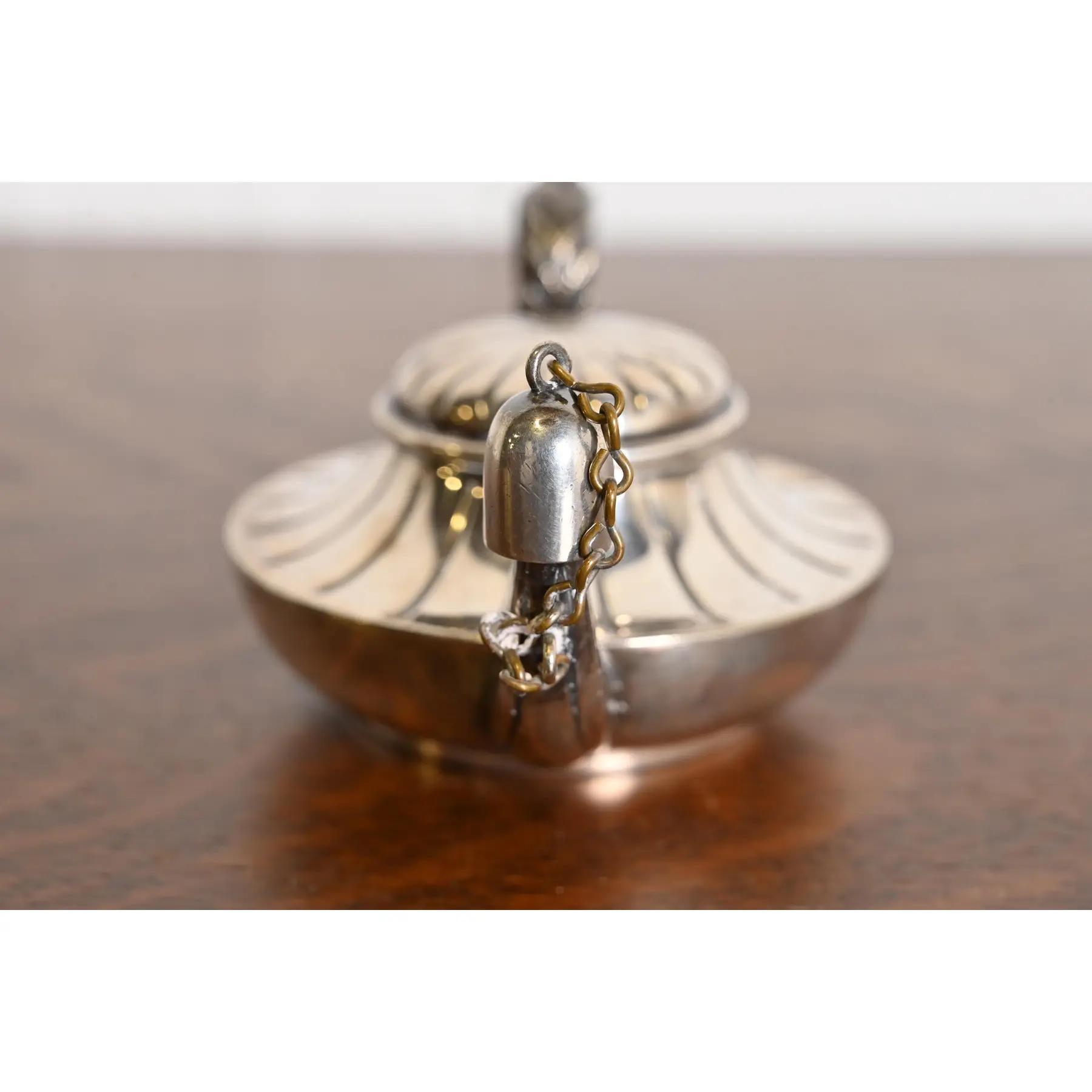 Silver Plate Tiffany & Co. Antique Silverplate Aladdin Lamp Form Table Cigar Lighter