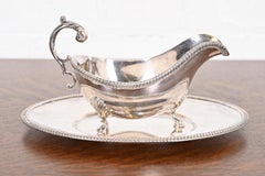 Tiffany & Co. Antique Silverplate Gravy Boat With Tray