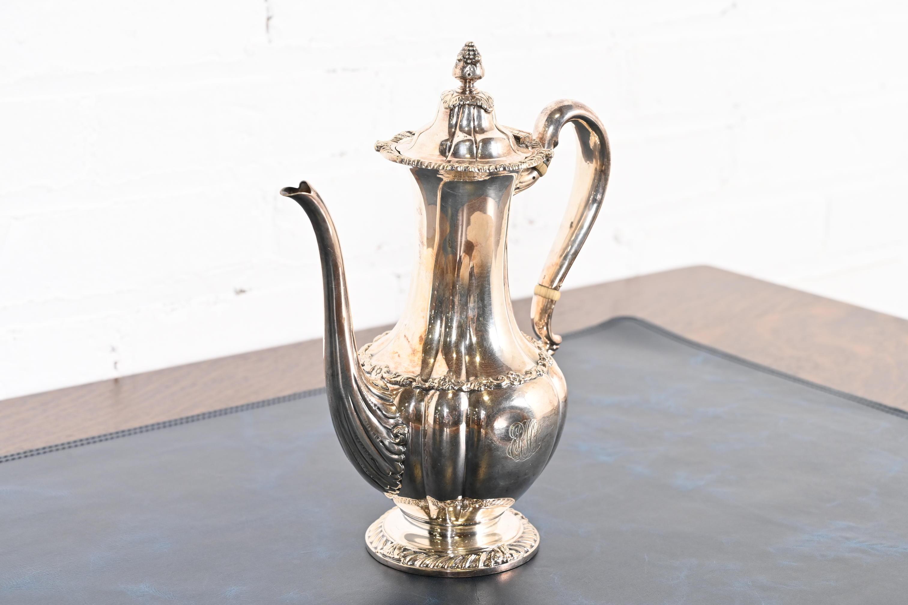American Tiffany & Co. Antique Silverplate Tea Kettle or Coffee Pot, 1902 For Sale