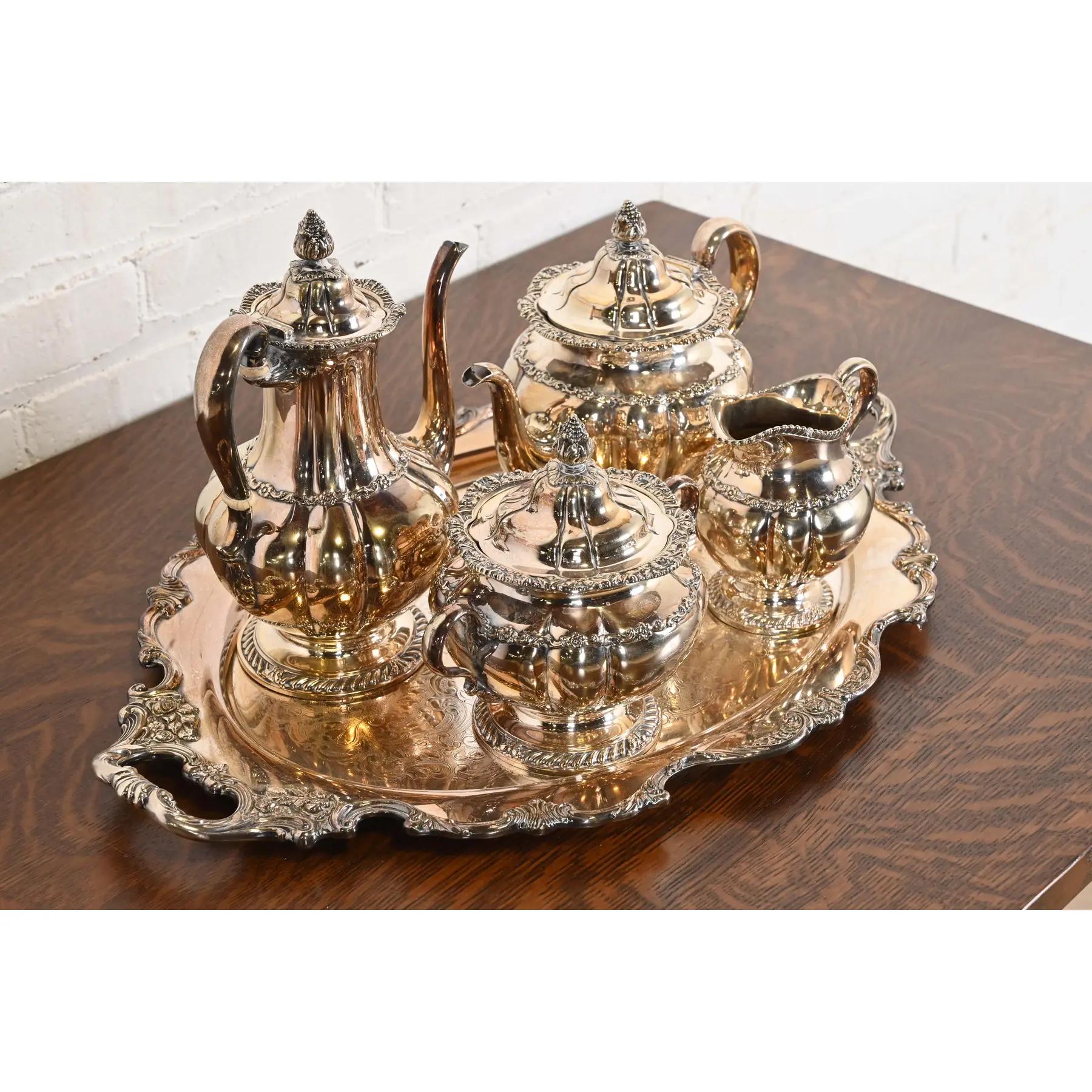 Tiffany & Co. Antique Victorian Silver Plate Coffee or Tea Service Set In Good Condition For Sale In South Bend, IN