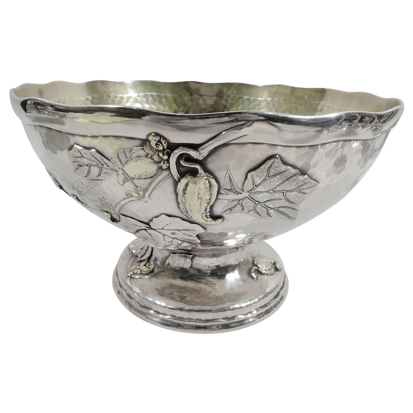 Tiffany & Co. Applied & Hand Hammered Sterling Silver Centerpiece Bowl