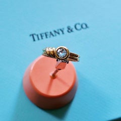 Tiffany & Co. Aquamarine 18k Yellow Gold Bezel Set Ring