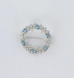Tiffany & Co. Aquamarine and Diamond Pin in Platinum