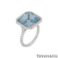 Tiffany & Co. Aquamarin und Diamant Platin Ring 8::34 Karat