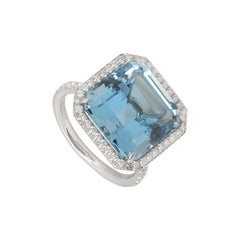 Tiffany & Co. Aquamarine and Diamond Platinum Ring