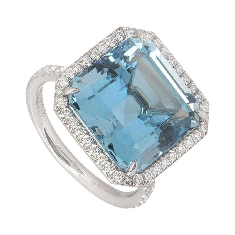 Tiffany & Co. Aquamarine and Diamond Platinum Ring