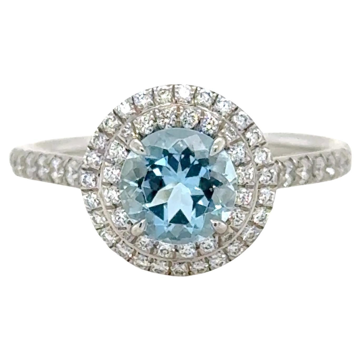 Tiffany & Co., Aquamarine and Diamond Soleste Halo Ring