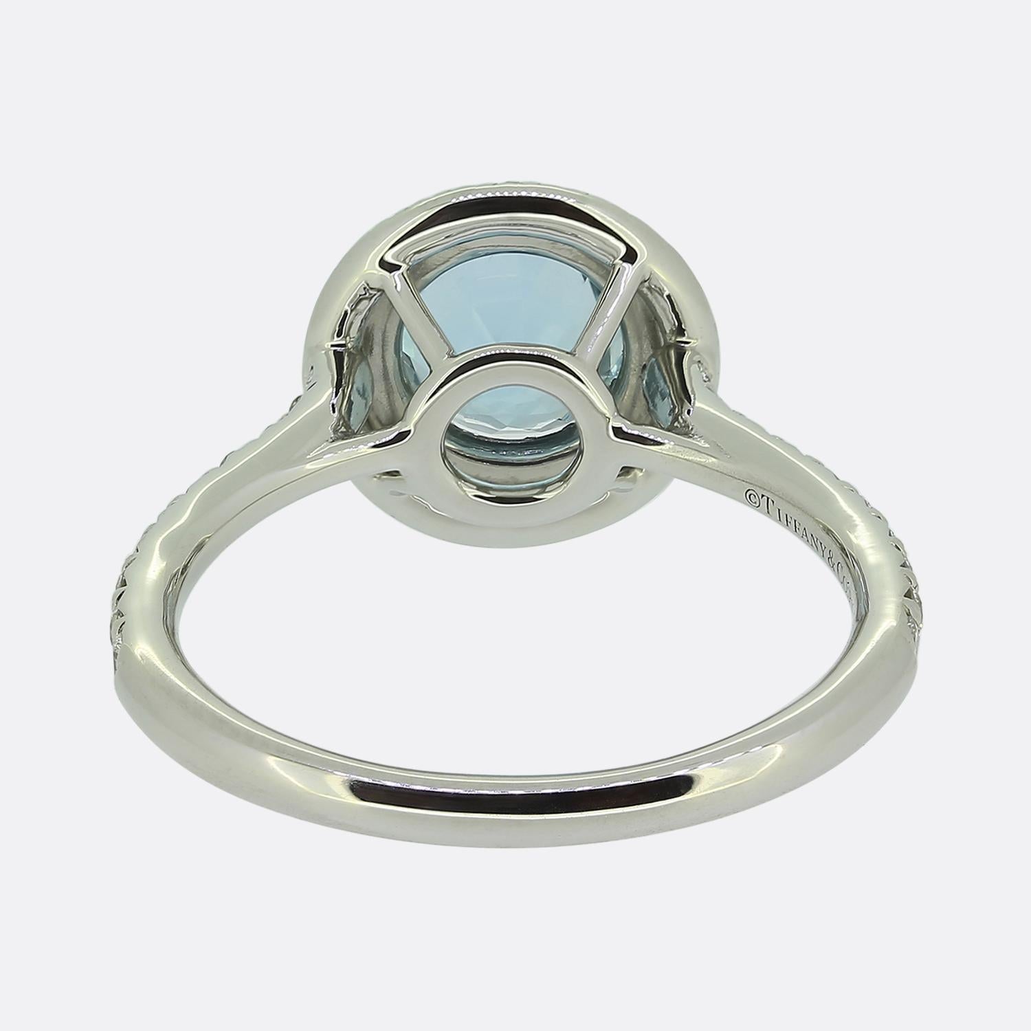 Tiffany & Co. Anello Soleste con acquamarina e diamanti In condizioni ottime in vendita a London, GB