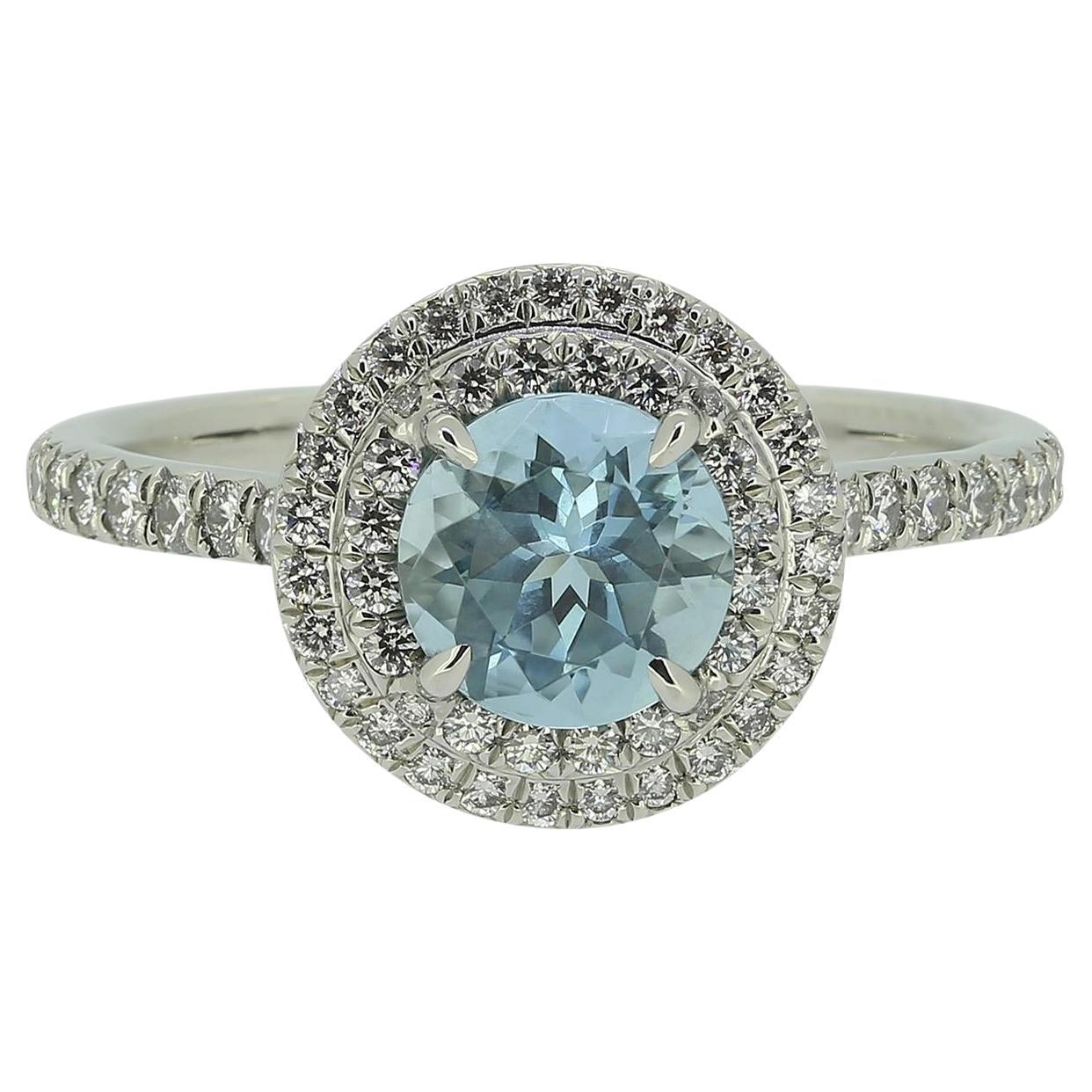 Tiffany & Co. Anello Soleste con acquamarina e diamanti in vendita