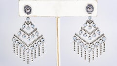 Tiffany & Co. Aquamarine Diamond and Platinum Chevron Chandelier Fringe Earrings